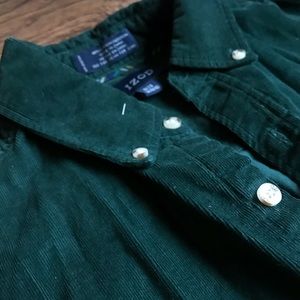 Emerald green corduroy button up long sleeve.